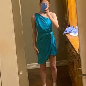 Teal one shoulder dress size small